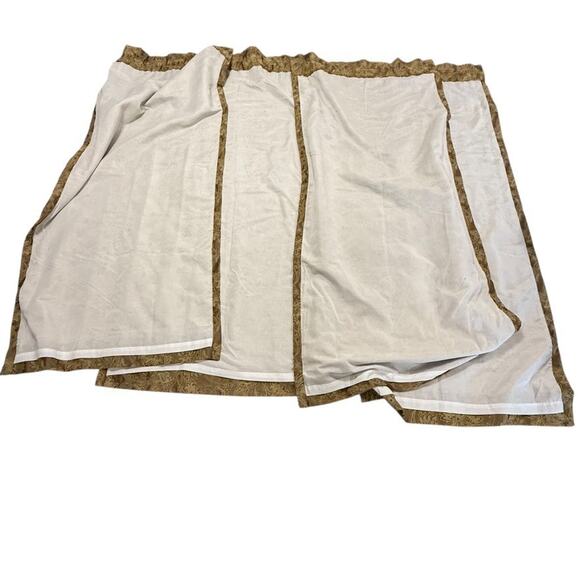 Croscill Jacobean Gold Drapes Curtains Lined 4 Panels Rod Pocket Tie Backs 40x86 - Picture 6 of 9